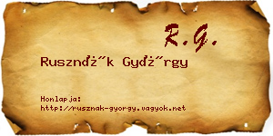 Rusznák György névjegykártya